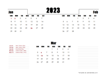 2023 Australia Quarterly Planner Template