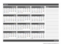 2023 Blank 12 Month Calendar In One Page