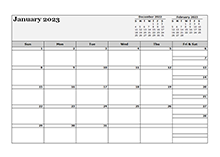 2023 Blank Three Month Calendar