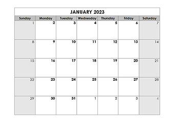 2023 Blank Monthly Calendar