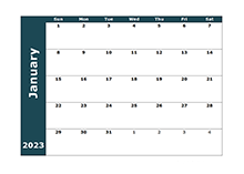 2023 Monthly Blank Calendar