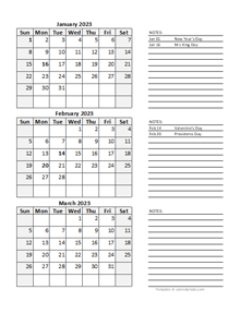 2023 Blank Printable Calendar