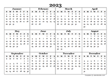 2023 Blank Yearly Calendar Template