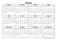 2023 Blank Yearly Word Calendar Template