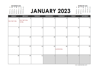 2023 Calendar Planner Australia Excel