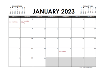 Printable 2023 Australia Calendar Templates with Holidays - CalendarLabs