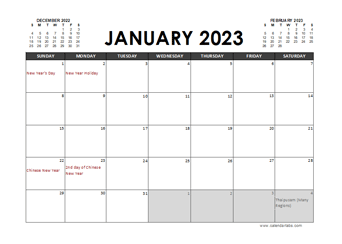 Printable 2023 Malaysia Calendar Templates with Holidays