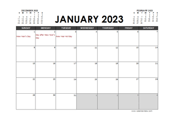 Printable 2023 New Zealand Calendar Templates with Holidays Printable 2023 New Zealand Calendar Templates with Holidays