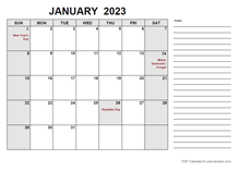 2023 Calendar with India Holidays PDF