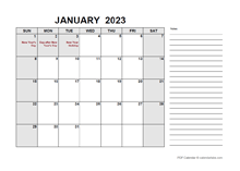 2023 Calendar with New Zealand Holidays PDF