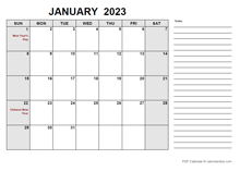 2023 Calendar with Philippines Holidays PDF