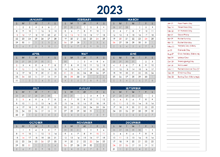 2023 Canada Annual Calendar with Holidays