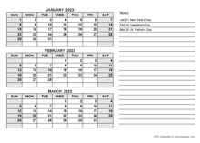 2023 Canada Quarterly Calendar with Holidays