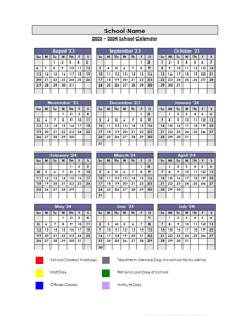 2023 Customizable Yearly Calendar Aug-Jul