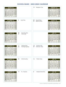 2023 Editable Yearly Calendar Aug-July