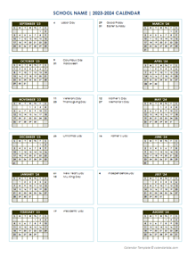 School Calendar 2023-2024 & Academic Calendar Templates