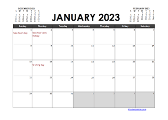 Monthly 2023 Excel Calendar Planner