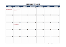 2023 Excel Calendar Spreadsheet Template