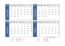 2023 Four Month Calendar with Australia Holidays