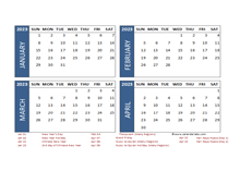 2023 Four Month Calendar with Malaysia Holidays