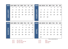 2023 Four Month Calendar with New Zealand Holidays