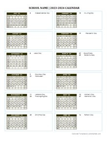 2023 Free School Yearly Calendar Jul