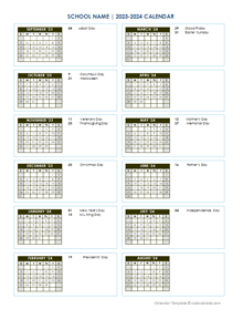 2023 Free School Yearly Calendar Sep