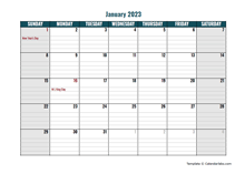 2023 Monthly Google Docs Calendar Template - Free Printable Templates