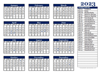 2023 Jewish Festivals Calendar Template