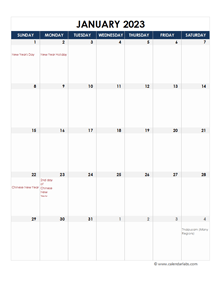 2023 Malaysia Calendar Spreadsheet Template