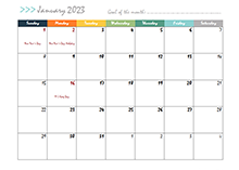 2023 calendar template design boxes