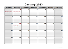 2023 Monthly Calendar with Daily Notes
