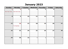 2023 Monthly Calendar With Daily Notes