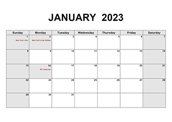 2023 Monthly Calendar PDF