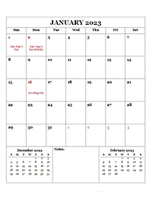 2023 Monthly Calendar Template Portrait - Free Printable Templates