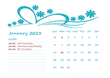 2023 Monthly Calendar Template Kindergarten