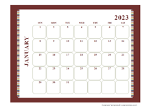 2023 Calendar Template Large Boxes