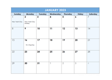 2023 Monthly PDF Calendar To Print