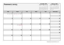 2023 Monthly Planner Template Microsoft Word 