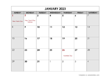 2023 Monthly Word Australia Calendar Holidays