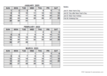 2023 New Zealand Quarterly Calendar with Holidays