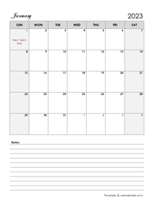 2023 Pakistan Calendar Template Large Boxes