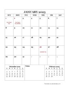 2023 Printable Calendar with Australia Holidays  