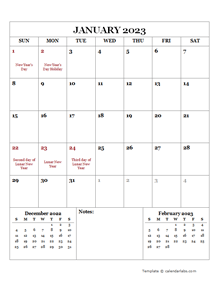 2023 Printable Calendar with Hong Kong Holidays