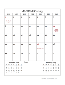 2023 Printable Calendar with India Holidays