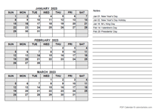 2023 Printable Calendar With Notes