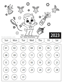 2023 Printable Coloring Calendar Pages