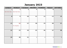 2023 Printable Landscape Monthly Calendar