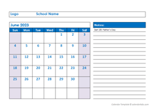 2023 Printable School Monthly Jun-Sep Calendar