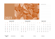 2023 Printable Three Months Calendar